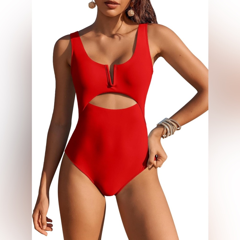 Red Cutout One-Piece Swimsuit